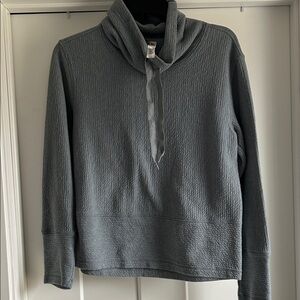 Women's Grey/Blue Funnel-Neck Pullover Hoodie